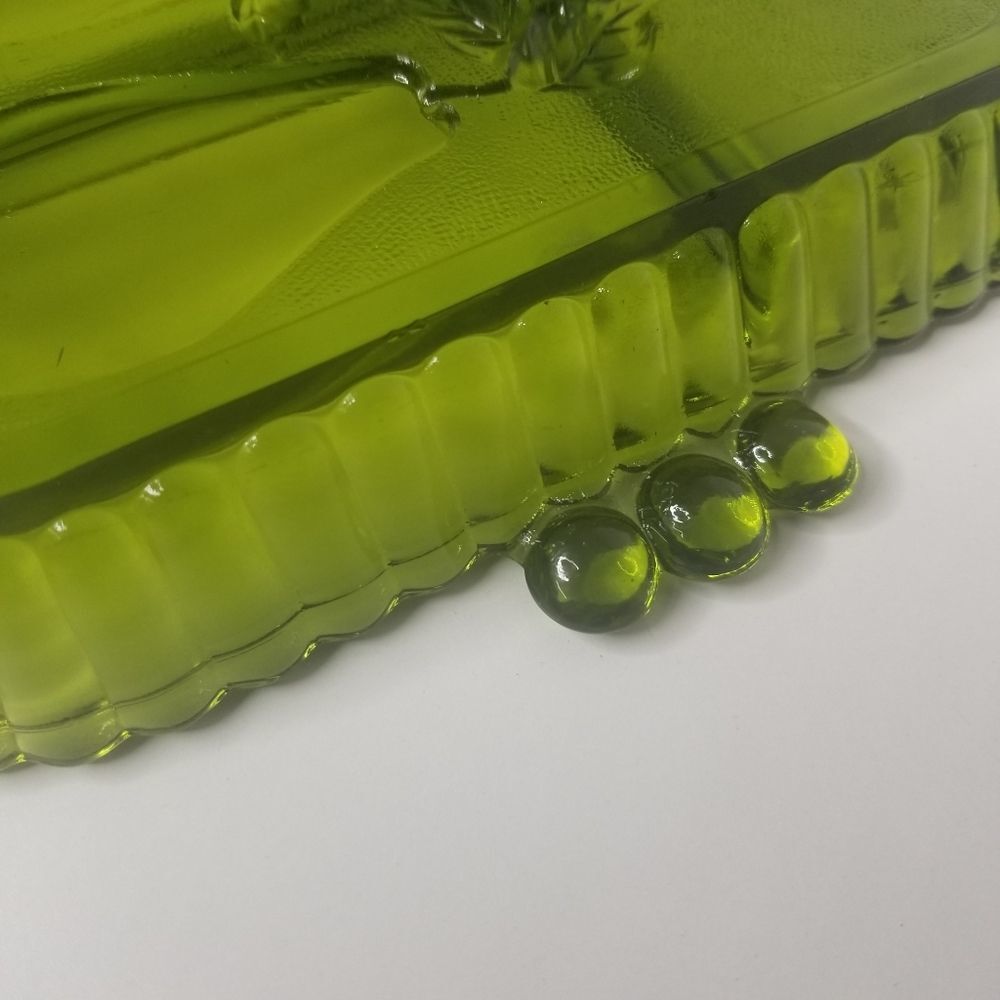 Vintage Indiana Glass Green Divided 5 Part Relish Serving Tray Fruit Olive - Picture 6 of 9